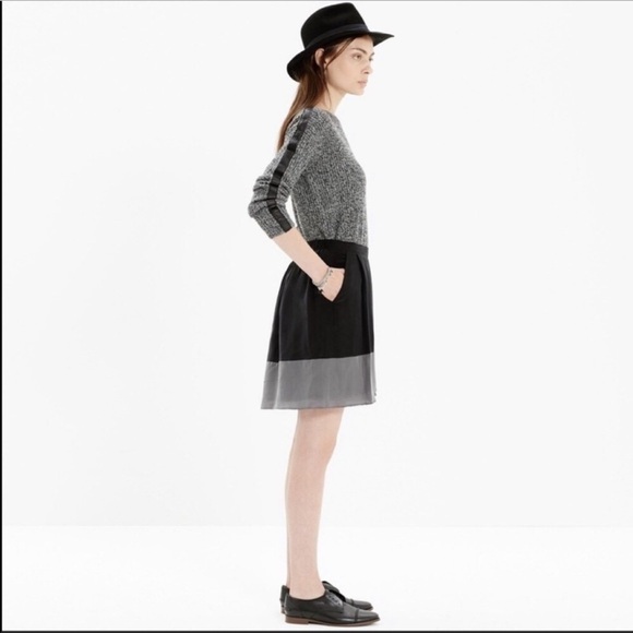 Madewell Black Gray Silk Color Block Skirt S - Picture 1 of 7